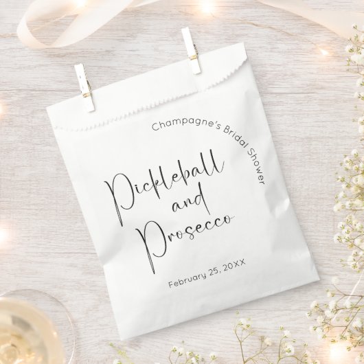 Modernes Script Brautparty Pickleball & Prosecco Geschenktütchen (Ausgeschnitten)