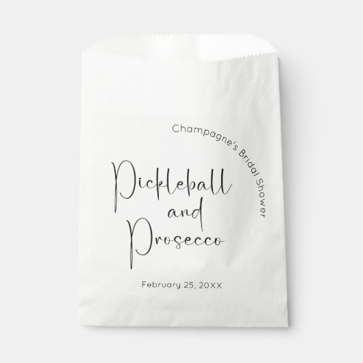 Modernes Script Brautparty Pickleball & Prosecco Geschenktütchen (Vorderseite)