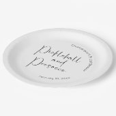 Modernes Script Brautparty Pickleball & Prosecco Pappteller (Schrägansicht)