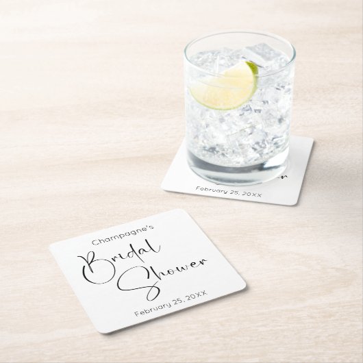 Modernes Script-Brautparty Rechteckiger Pappuntersetzer (Vor Ort)