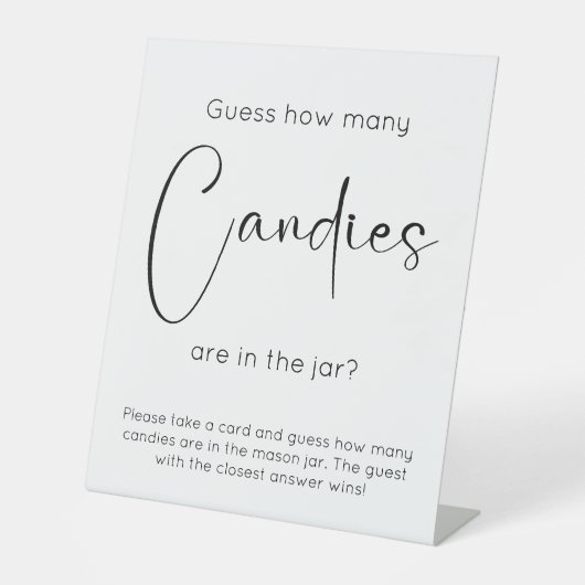 Modernes Script-Brautparty schätzt, wie viele Cand Sockelschild (Vorderseite)