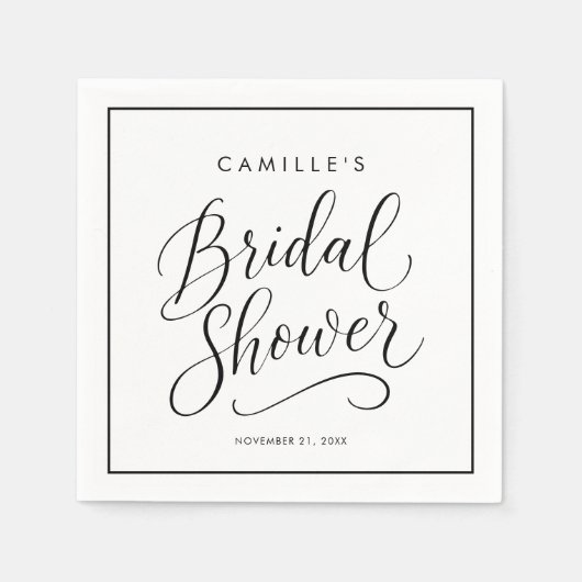 Modernes Script-Brautparty Serviette (Vorderseite)