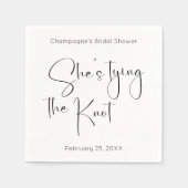 Modernes Script-Brautparty: Sie bindet den Knoten Serviette (Vorderseite)