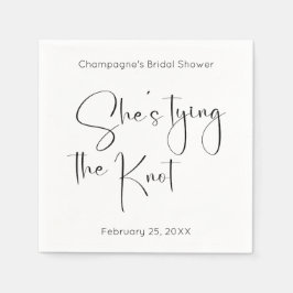 Modernes Script-Brautparty: Sie bindet den Knoten Serviette