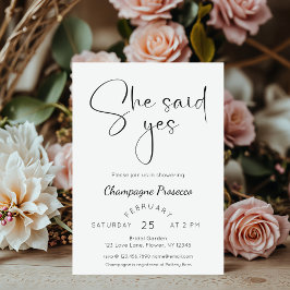 Modernes Script-Brautparty Sie sagte ja Einladung