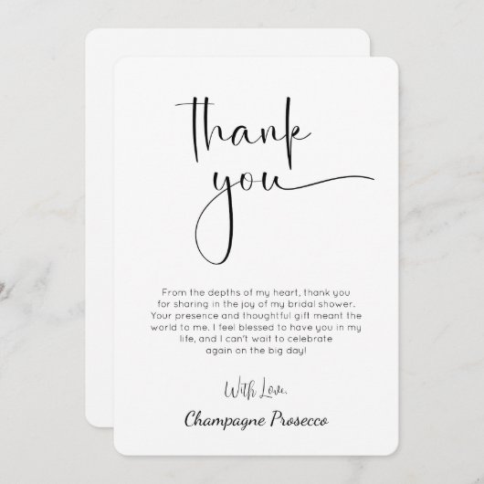 Modernes Script-Brautparty Vielen Dank Einladung (Vorne/Hinten)