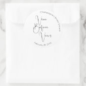 Modernes Script Brautparty Vino Before Vows Runder Aufkleber (Tasche)