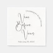 Modernes Script Brautparty Vino Before Vows Serviette (Vorderseite)