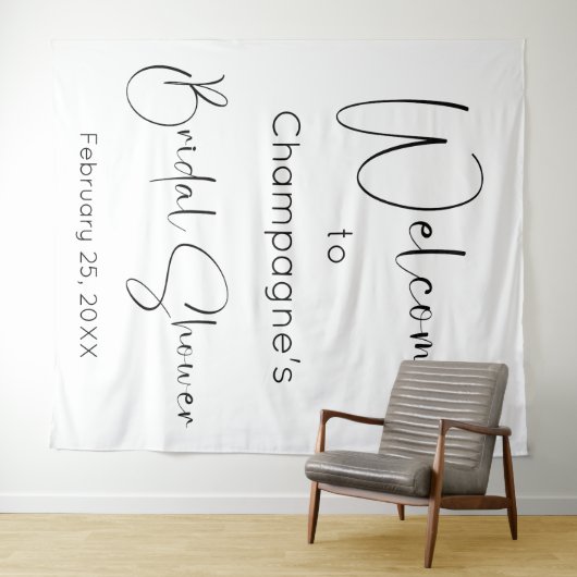 Modernes Script-Brautparty - Willkommen im Hinterg Wandteppich (Beispiel (Horizontal))