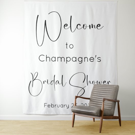 Modernes Script-Brautparty - Willkommen im Hinterg Wandteppich (Beispiel)
