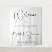 Modernes Script-Brautparty - Willkommen im Hinterg Wandteppich (Vorderseite)