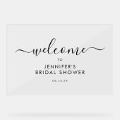Modernes Script-Brautparty Willkommen Schwarz Acrylschild (Vorderseite)