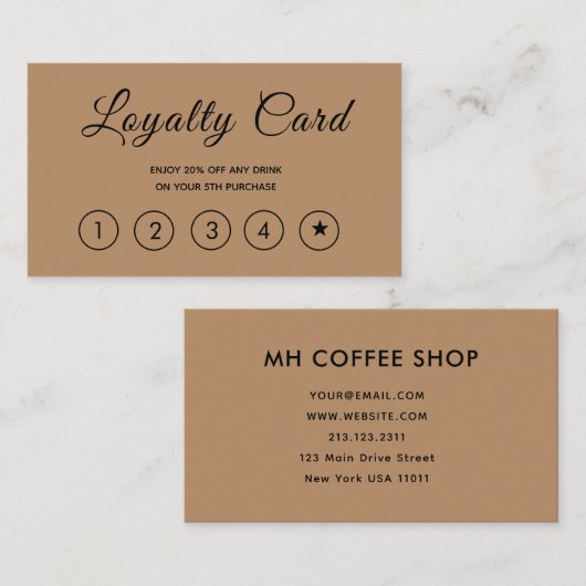 Modernes Script Brown einfach Treuekarte (Vorne/Hinten)