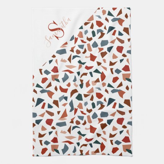 Modernes Script Brown Muster Geschirrtuch (Vertikal)