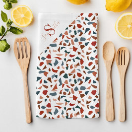 Modernes Script Brown Muster Geschirrtuch