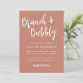 Modernes Script Brunch Bubbly Dusche Terracotta Einladung (Stehend Vorderseite)