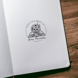 Modernes Script-Buchzeichen, botanisches Buch Gummistempel