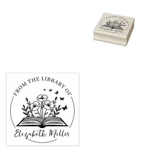 Modernes Script-Buchzeichen, botanisches Buch Gummistempel (Stempel)