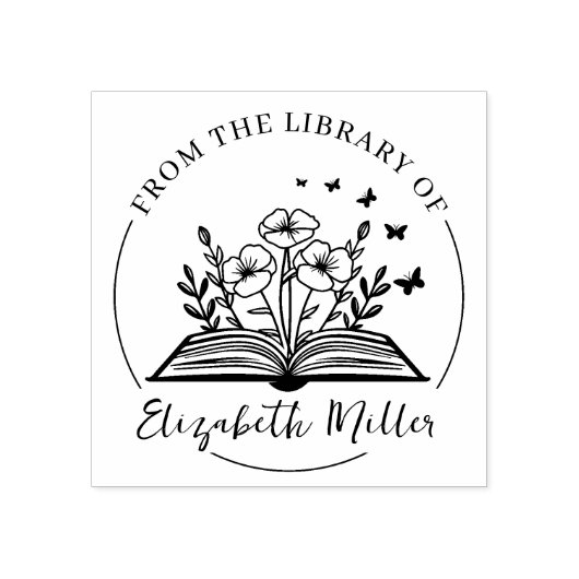 Modernes Script-Buchzeichen, botanisches Buch Gummistempel (Prägung)