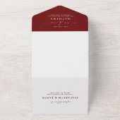 Modernes Script Burgundy Red Foto QR Code Wedding All In One Einladung (Außenbereich)
