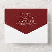 Modernes Script Burgundy Red Foto QR Code Wedding All In One Einladung (Rückseite)