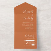 Modernes Script Burnt Orange Wedding All In One Einladung (Innen Boden)