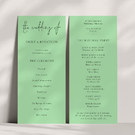 Modernes Script Caledon Green Wedding Programm