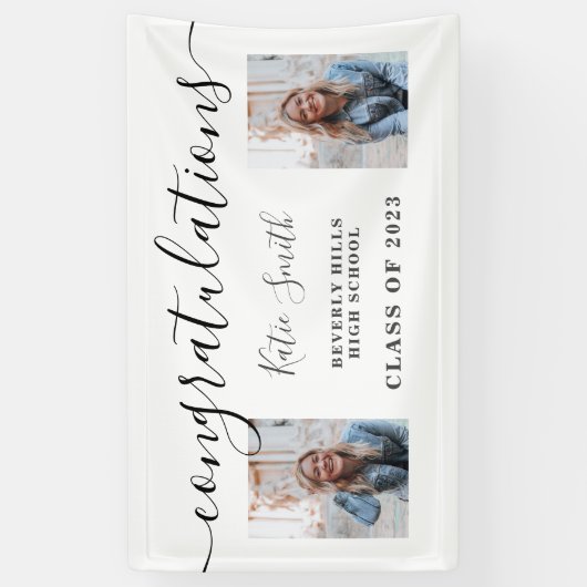 Modernes Script Calligraphy Abschluss 2 Foto Banner (Vertikal)