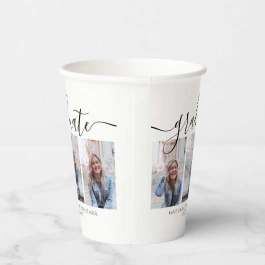 Modernes Script Calligraphy Abschluss 3 Foto Pappbecher (Rechts)