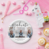 Modernes Script Calligraphy Abschluss 3 Foto Pappteller (Party)