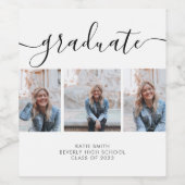 Modernes Script Calligraphy Abschluss 3 Foto Weinetikett (Einzelnes Label)