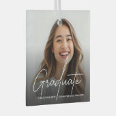 Modernes Script Calligraphy Abschluss Foto Ornament Aus Glas (Vorderseite Rechts)