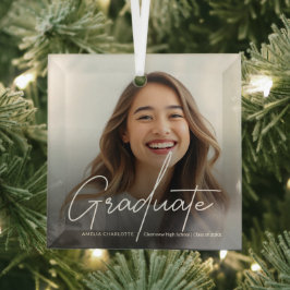 Modernes Script Calligraphy Abschluss Foto Ornament Aus Glas