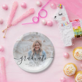 Modernes Script Calligraphy Abschluss Foto Pappteller (Party)