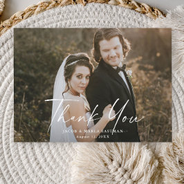 Modernes Script Calligraphy Foto Wedding Dankeskarte