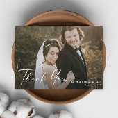 Modernes Script Calligraphy Foto Wedding Dankeskarte