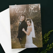 Modernes Script Calligraphy Foto Wedding Dankeskarte