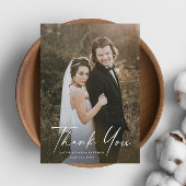 Modernes Script Calligraphy Foto Wedding Dankeskarte