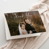 Modernes Script Calligraphy Foto Wedding Dankeskarte