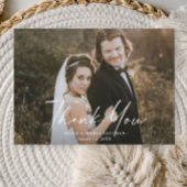 Modernes Script Calligraphy Foto Wedding Dankeskarte