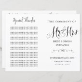 Modernes Script Calligraphy Mr & Mrs. Wedding Prog (Vorne/Hinten)