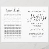 Modernes Script Calligraphy Mr & Mrs. Wedding Prog (Vorderseite)