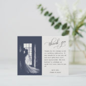 Modernes Script Calligraphy Wedding Foto Vielen Da Postkarte (Stehend Vorderseite)