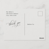 Modernes Script Calligraphy Wedding Foto Vielen Da Postkarte (Rückseite)