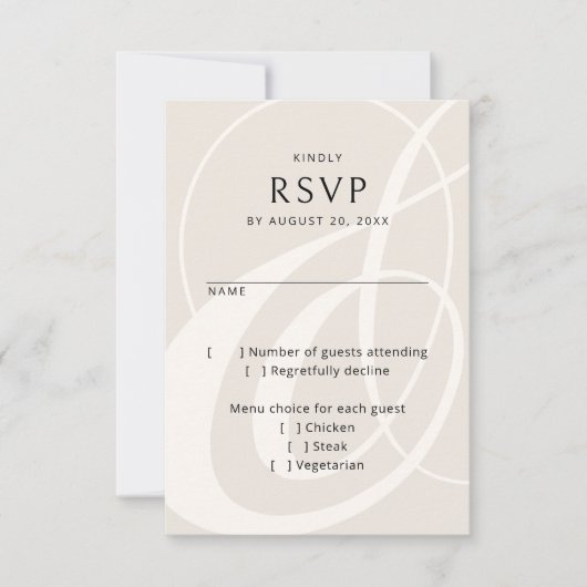 Modernes Script Champagne Ampersand Wedding RSVP Karte (Vorderseite)