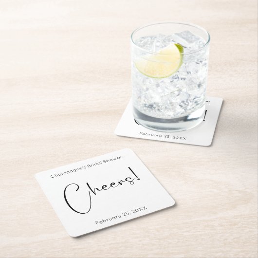 Modernes Script Cheers Brautparty Rechteckiger Pappuntersetzer (Vor Ort)