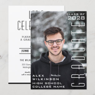 Modernes Script Chic Typ Foto Trendy Abschluss Einladung