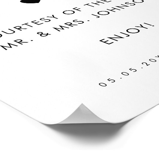 Modernes Script Cigar Bar Minimalistisch Wedding S Poster (Ecke)