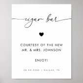 Modernes Script Cigar Bar Minimalistisch Wedding S Poster (Vorne)
