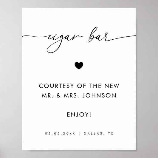Modernes Script Cigar Bar Minimalistisch Wedding S Poster (Vorne)